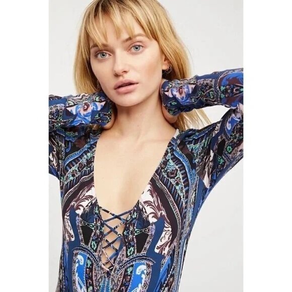 Free People Pick a Place Long Sleeve Bodysuit S - Picture 3 of 8